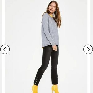 Boden Black High Rise Straight Leg Button Hem Chester Jean